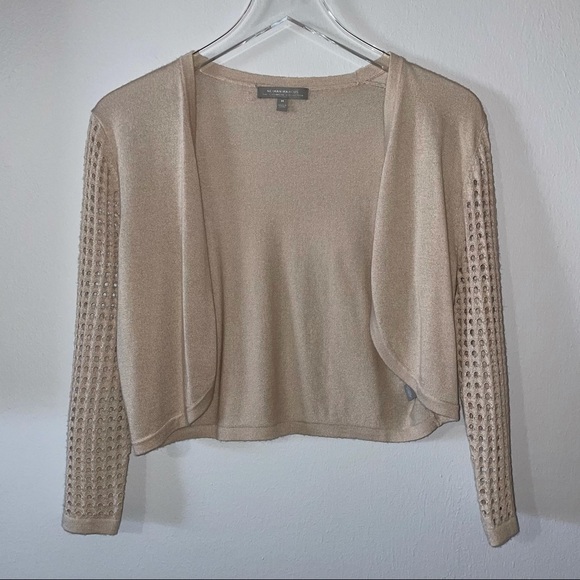 Neiman Marcus The Cashmere Collection Cream Cropped Cardigan - Picture 1 of 6